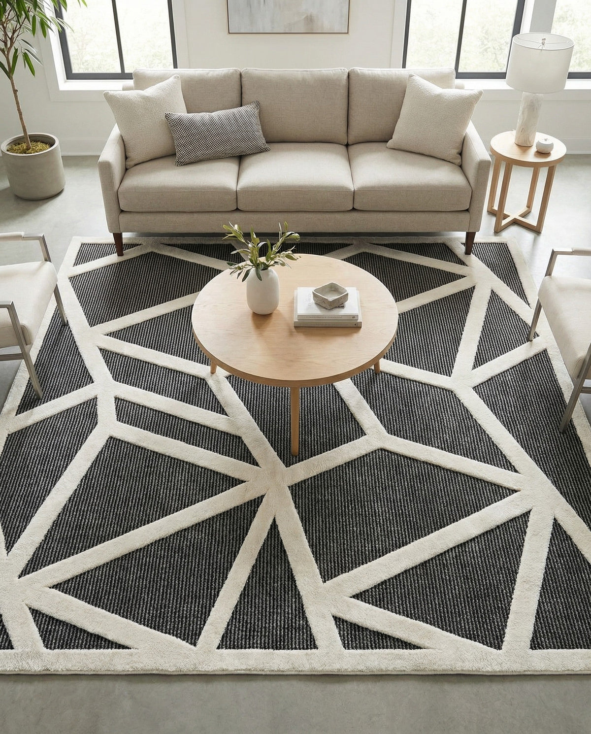 Monochrome Collection Area Rug -  Onyx Square Gray  lifestyle 112