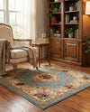 Versailles Elegance Collection Area Rug -  Louveciennes (Light Blue) Square Light Blue  lifestyle 31