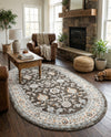 Savannah Elegance Collection Area Rug - Augusta (Fume Gray) Oval Fume Gray  lifestyle 36
