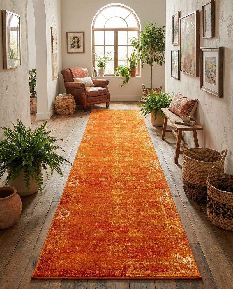 Riviera Elegance Collection Area Rug - Antibes (Orange) Runner Orange  lifestyle 40