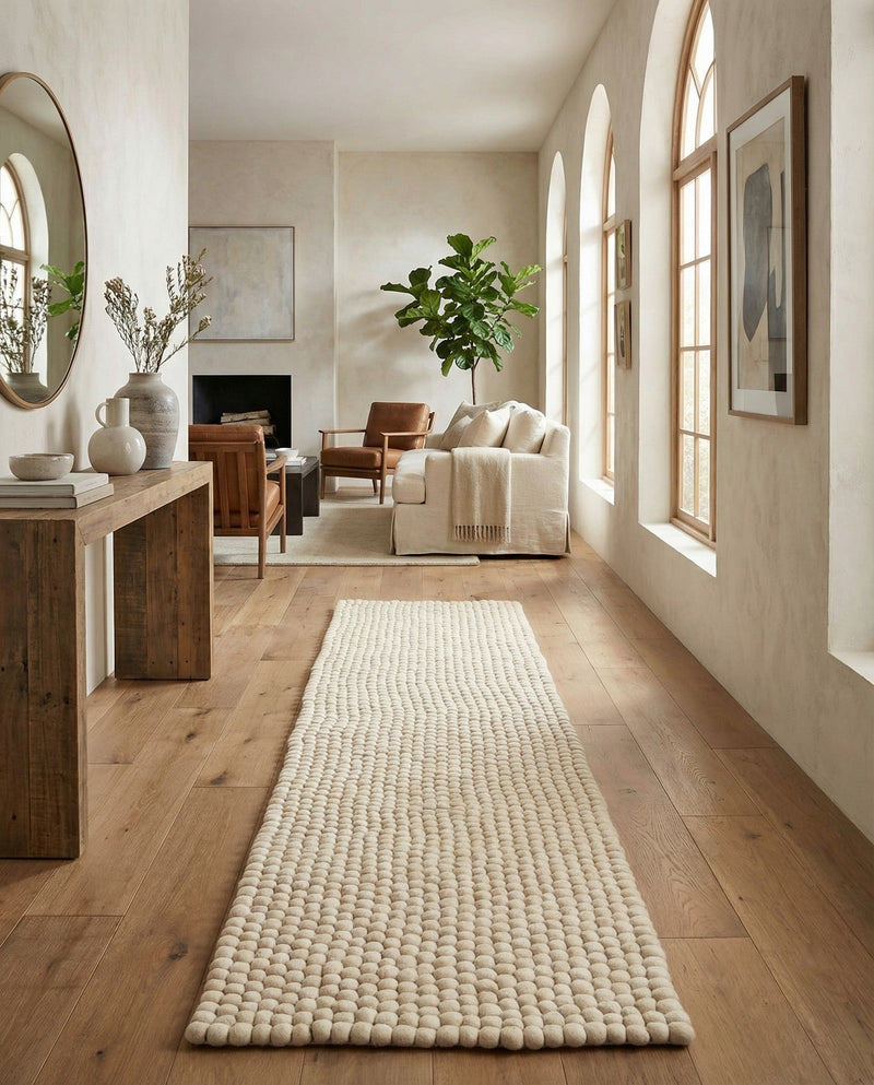 Woolen Sphere Collection Area Rug - Orbsburg (Ivory) Runner Ivory  lifestyle 56