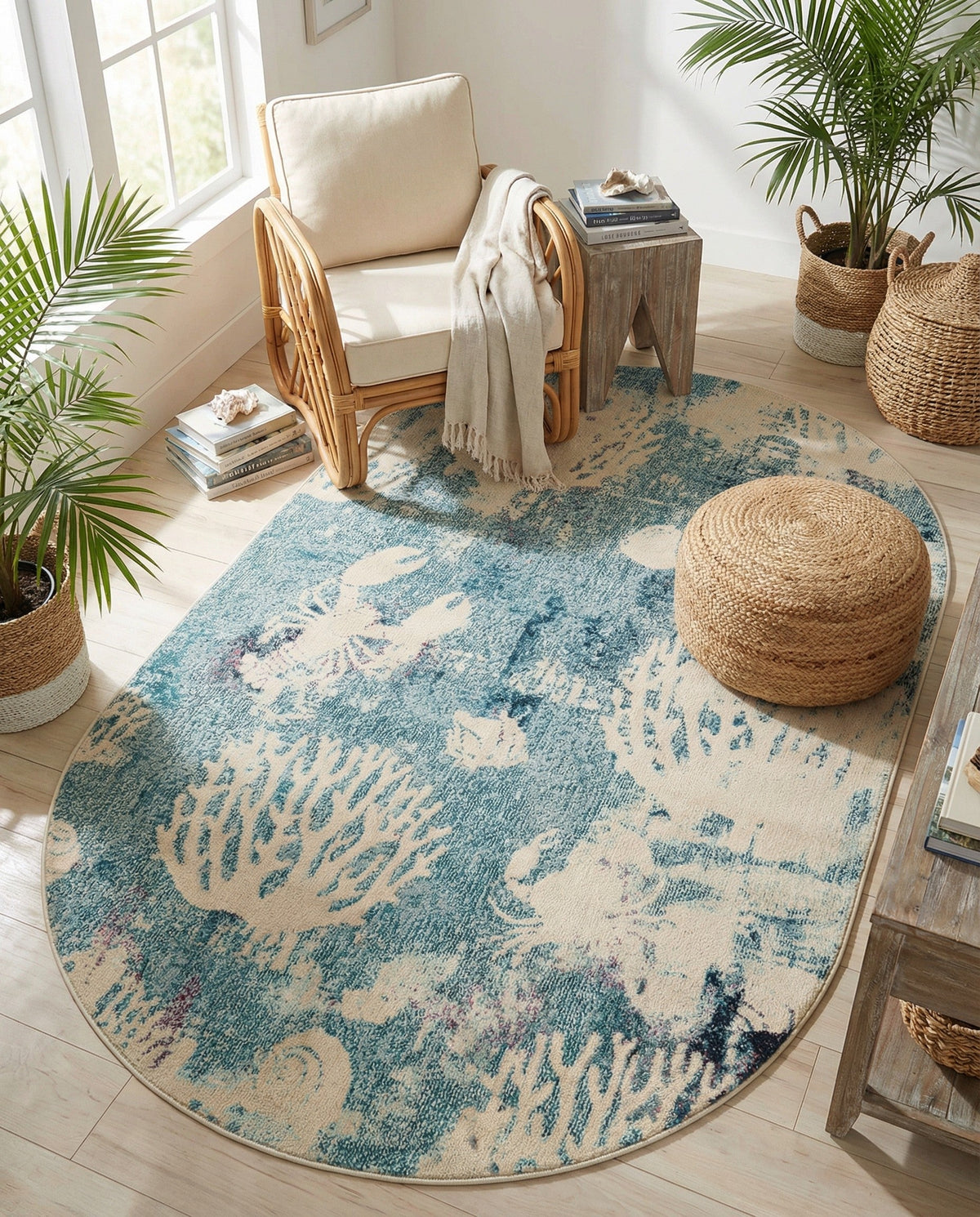 Sorrento Shores Collection Area Rug -  Vico Oval Light Blue  lifestyle 52