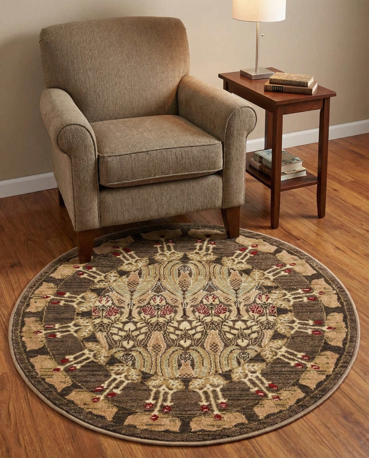Chelsea Elegance Collection Area Rug -  Brompton (Brown) Round Brown  lifestyle 120