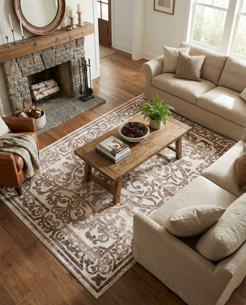 Sanctuary Retreat Collection Area Rug -  Retreat Rectangle Chocolate Brown  lifestyle 32