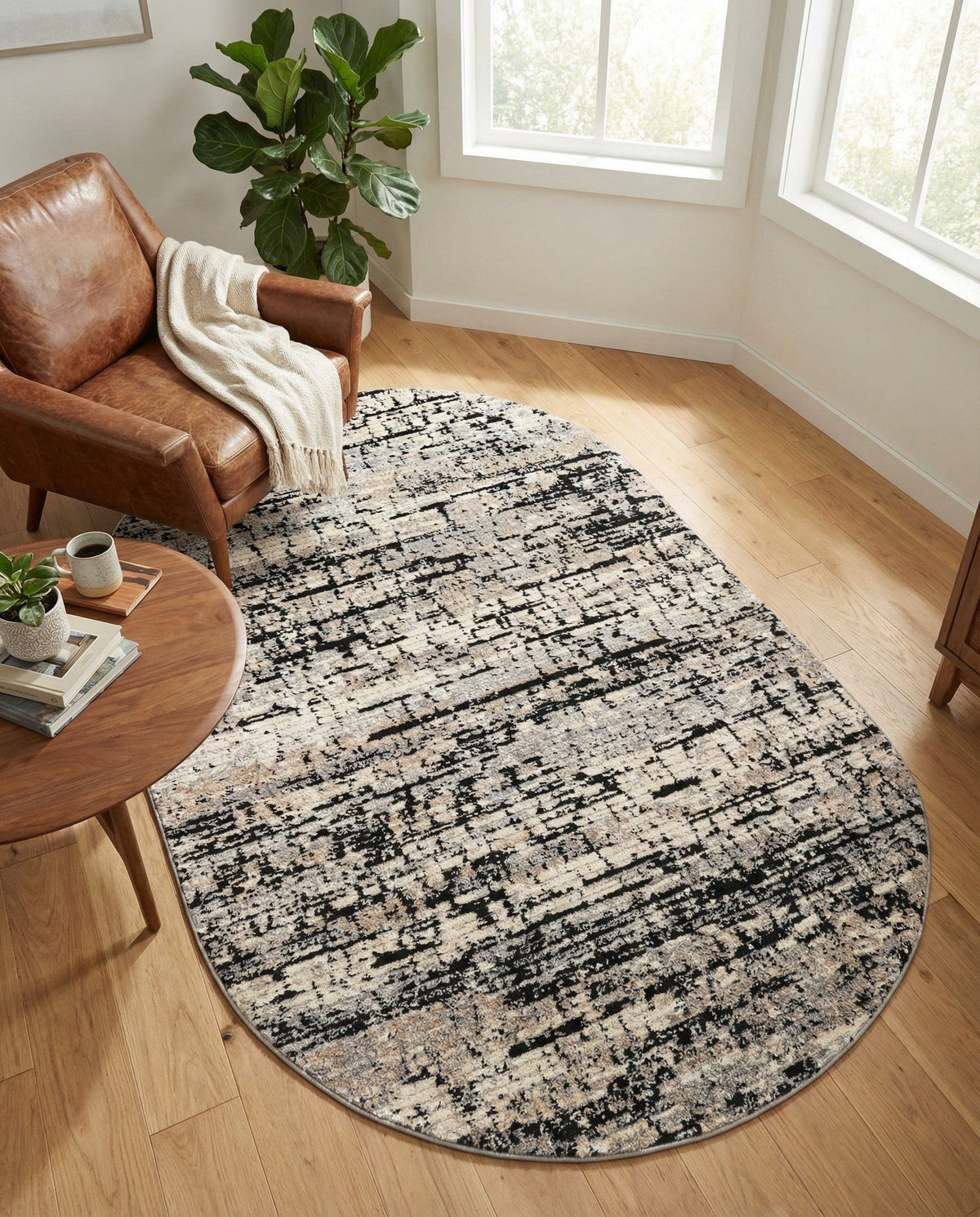 Santa Fe Trails Collection Area Rug -  Chaparral Oval Gray  lifestyle 102