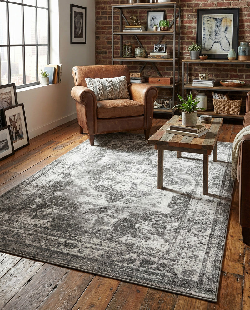 Riviera Elegance Collection Area Rug -  Menton (Gray) Rectangle Gray  lifestyle 9