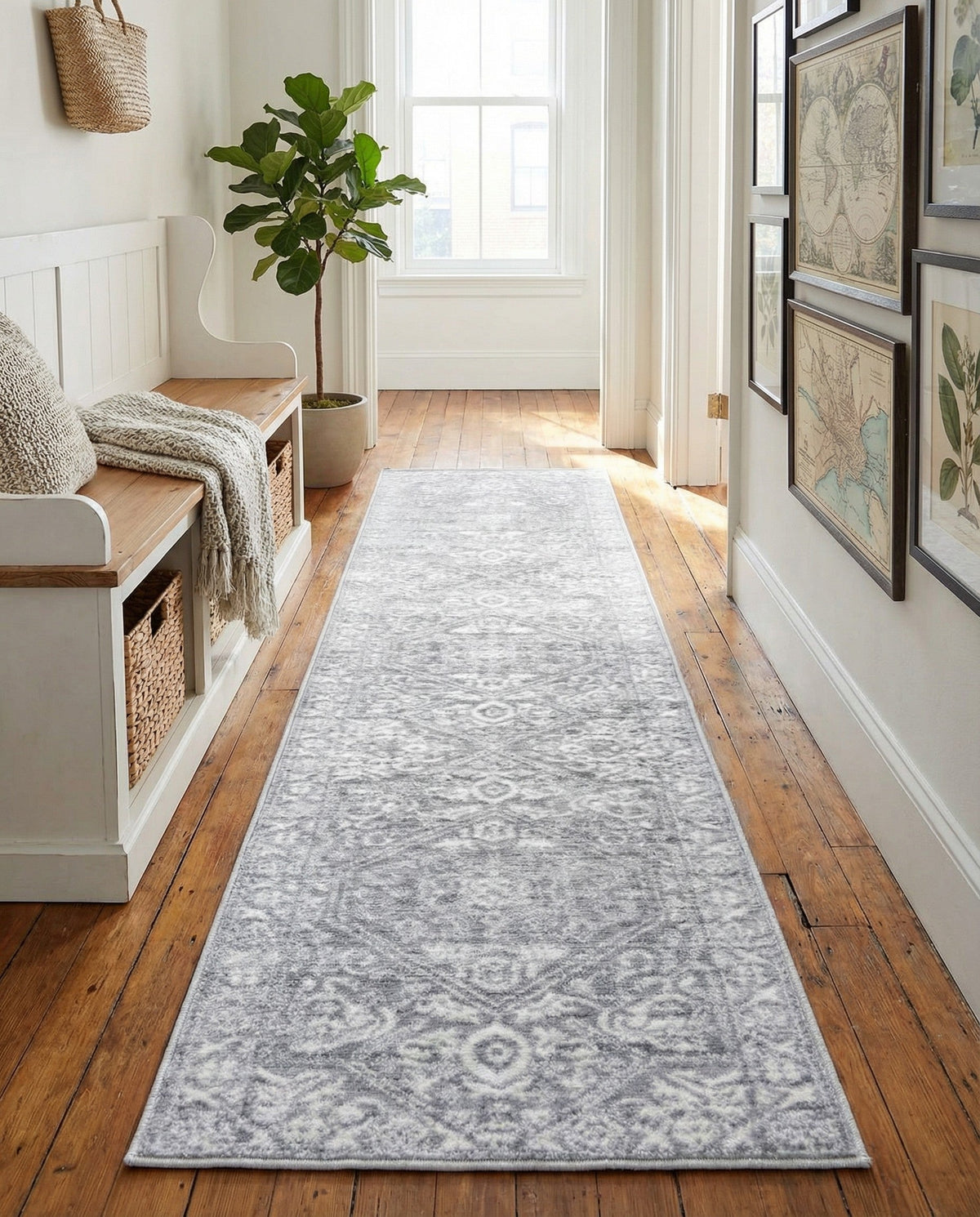 Charleston Elegance Collection Area Rug - Harborview Runner Gray  lifestyle 104