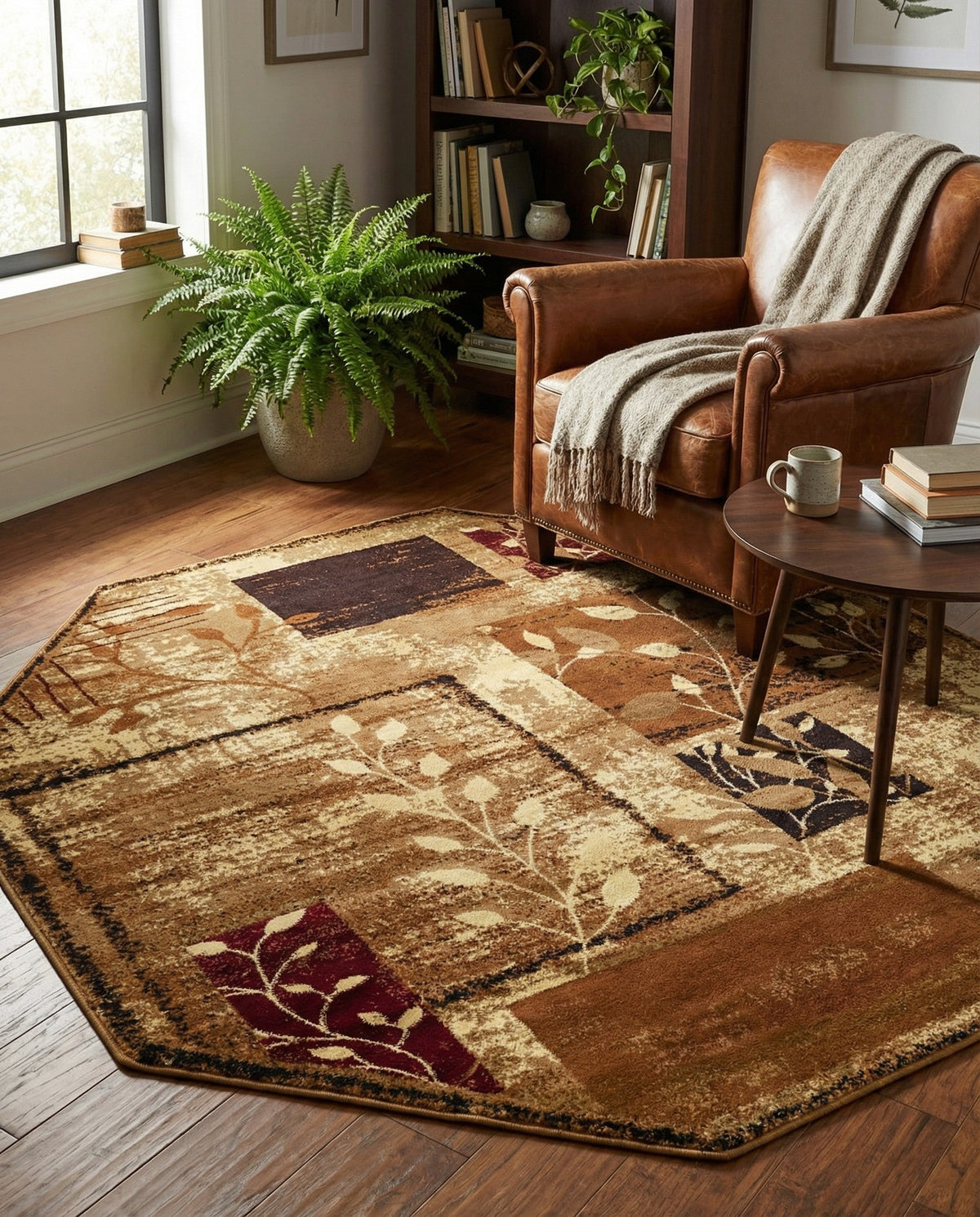 Bistro Lounge Collection Area Rug -  Affogato Octagon Beige  lifestyle 163