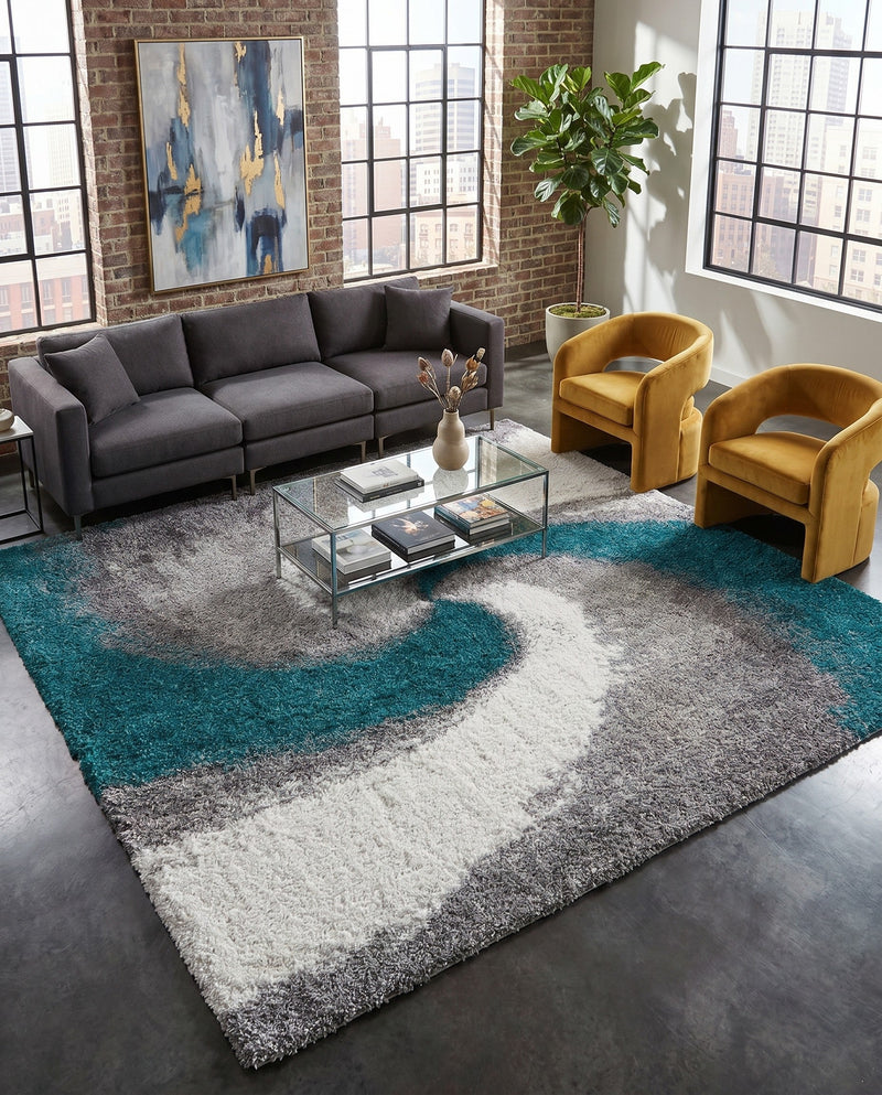 Cozy Haven Shag Collection Area Rug -  Oasis Rectangle Turquoise  lifestyle 62
