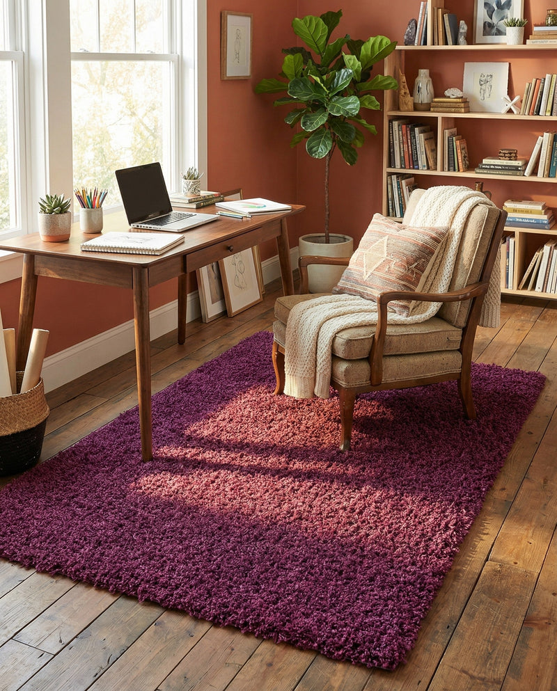Plush Oasis Collection Area Rug - Serenity (Eggplant Purple) Rectangle Eggplant Purple  lifestyle 17