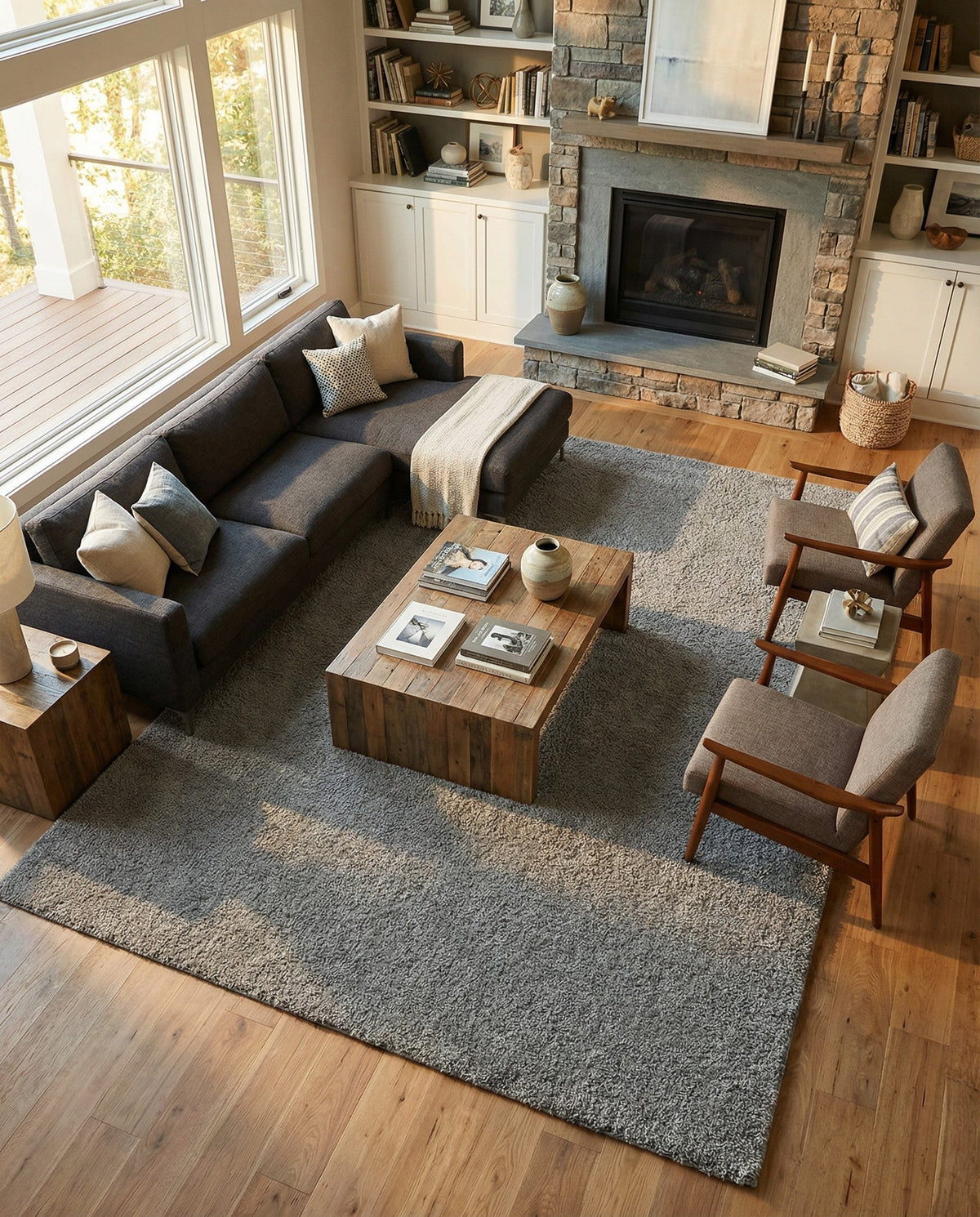 Solid Shag Seaside Collection Area Rug - Azure Cove (Gray) Rectangle Gray  lifestyle 25