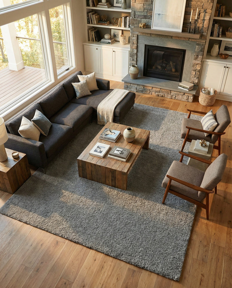 Solid Shag Seaside Collection Area Rug - Azure Cove (Gray) Rectangle Gray  lifestyle 25