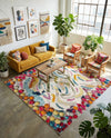Colorburst Oasis Collection Area Rug -  Calypso Square Multi  lifestyle 78