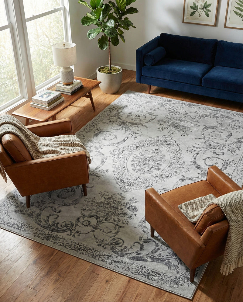 Bloomsbury Elegance Collection Area Rug - Mayfair Rectangle Gray  lifestyle 18