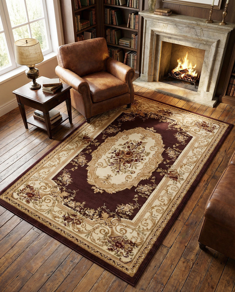 Versailles Elegance Collection Area Rug -  Louveciennes (Brown) Rectangle Brown  lifestyle 9