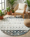 Mediterranean Lattice Collection Area Rug -  Casablanca (Ivory Gray Blue) Round Ivory Gray Blue  lifestyle 32