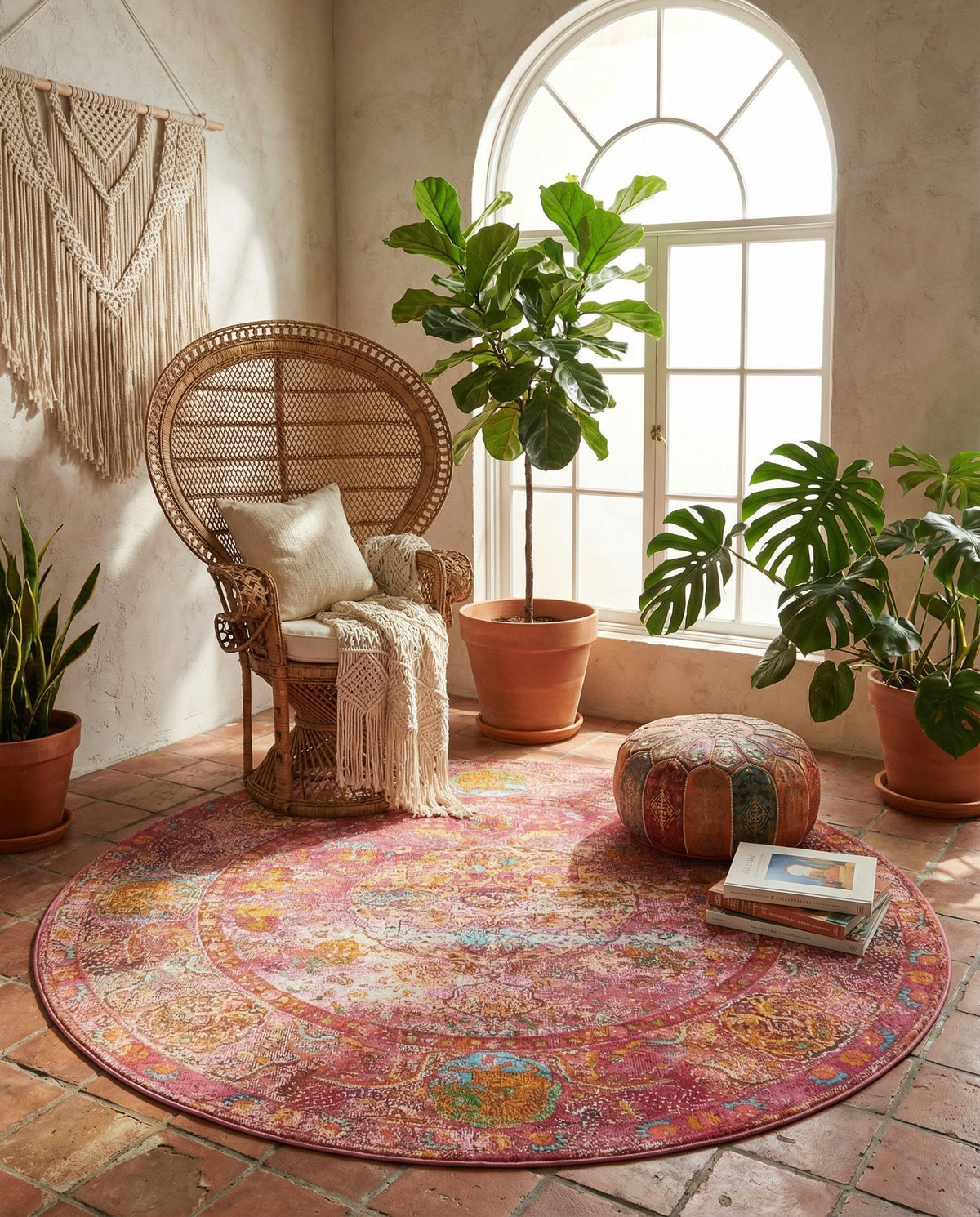 Caribbean Breeze Collection Area Rug -  Xcalak Round Red  lifestyle 111