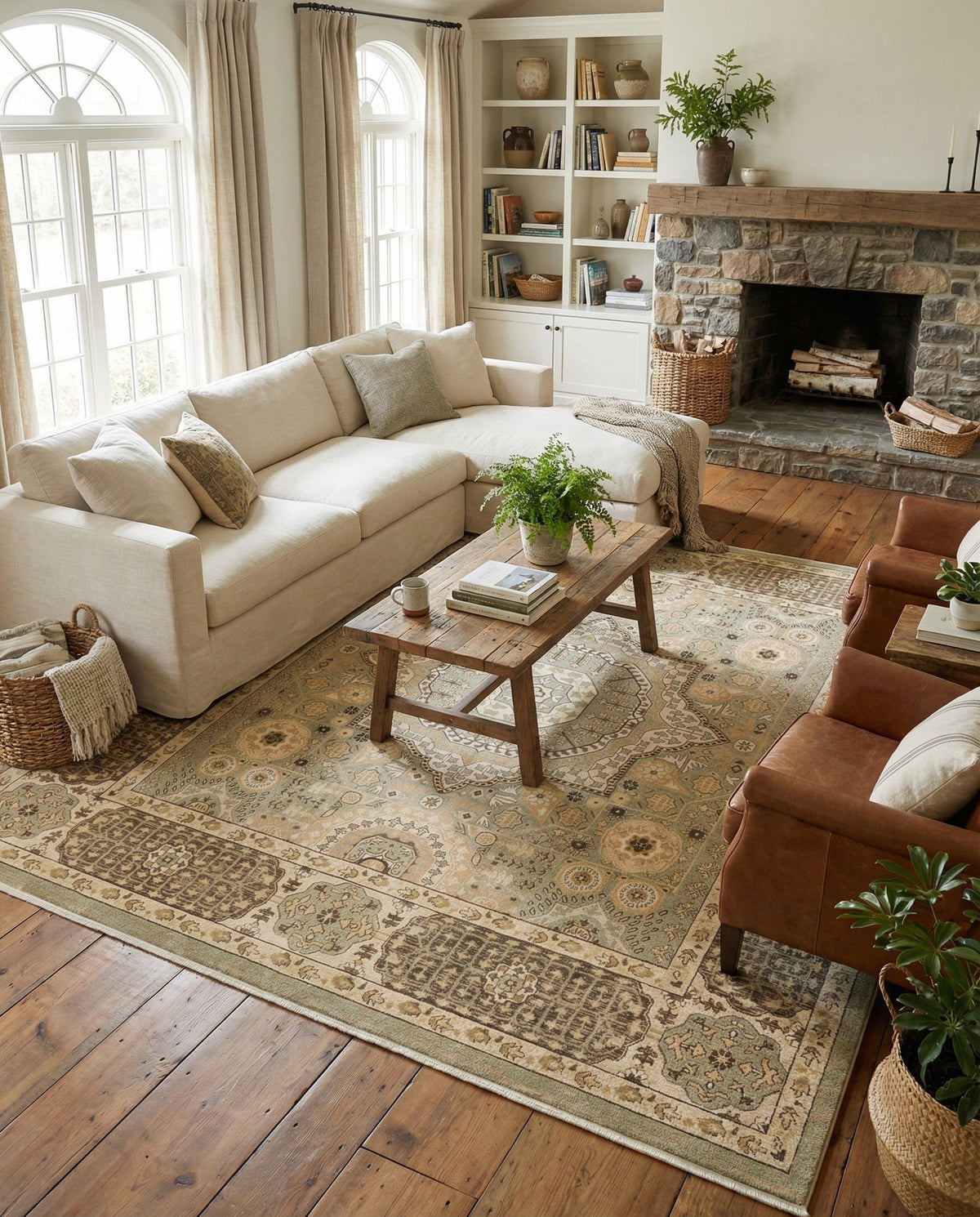 Ottoman Elegance Collection Area Rug -  Ephesus Rectangle Light Green  lifestyle 33