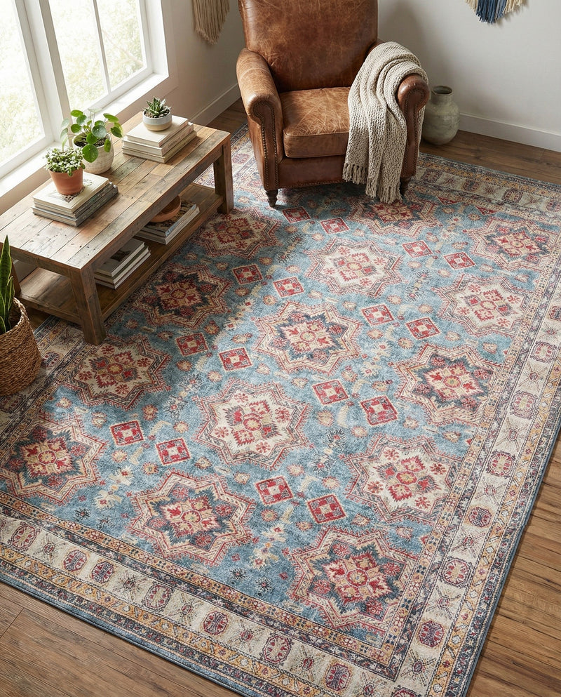 Heritage Elegance Collection Area Rug -  Neuschwanstein Rectangle Light Blue  lifestyle 11