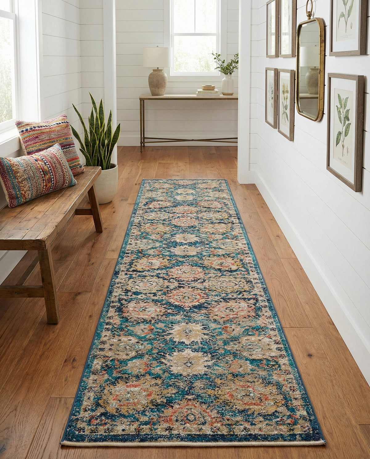 Seville Stripes Collection Area Rug -  Cordoba (Blue) Runner Blue  lifestyle 87