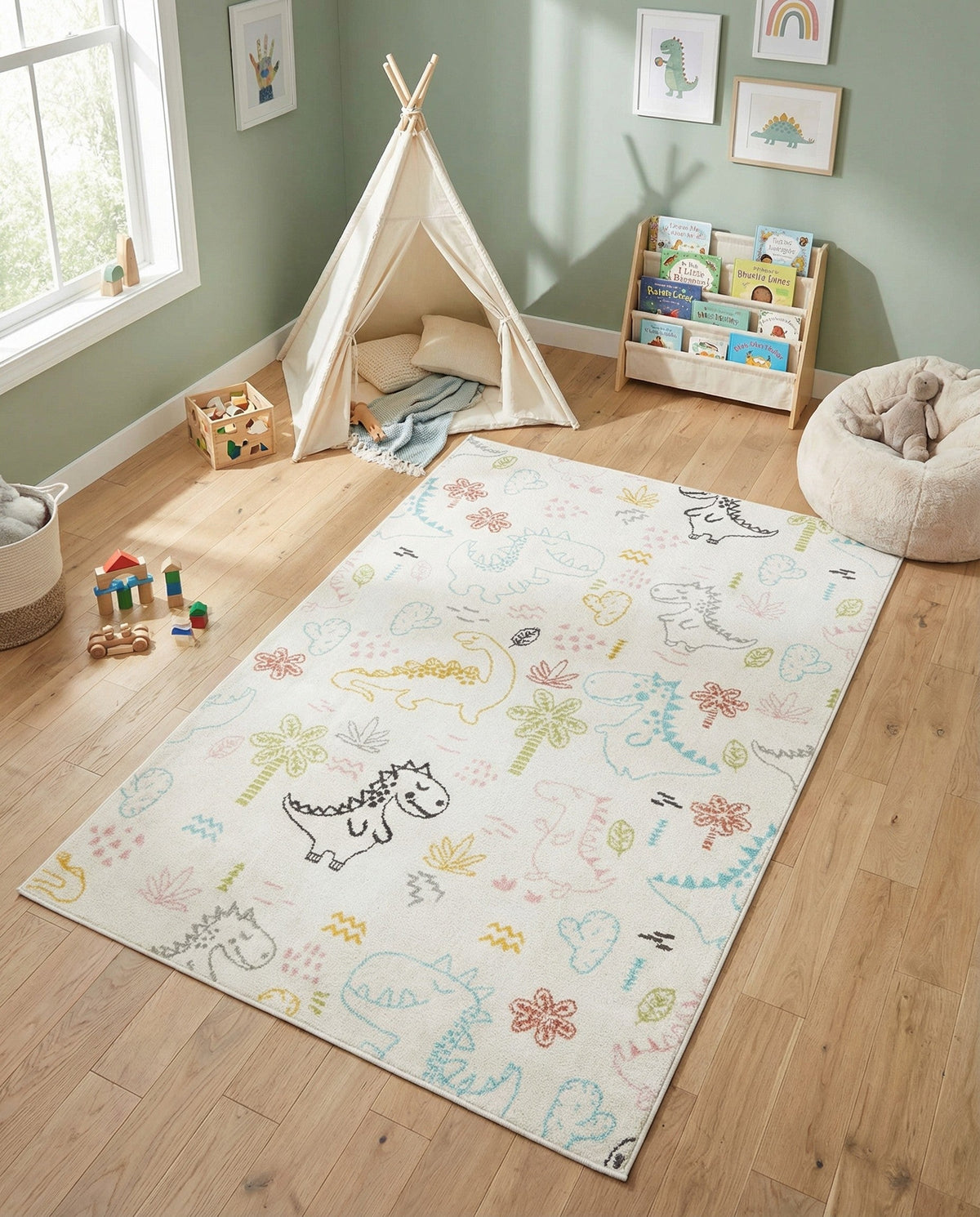 Wonder Tykes Collection Area Rug -  Abstracta Rectangle Ivory  lifestyle 13