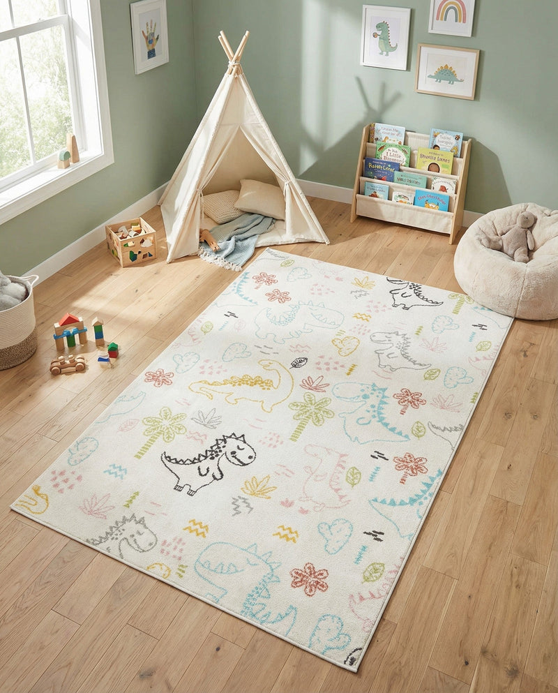 Wonder Tykes Collection Area Rug -  Abstracta Rectangle Ivory  lifestyle 13