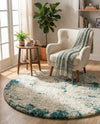 Cozy Haven Shag Collection Area Rug -  Tranquility (Sage Green) Round Sage Green  lifestyle 33