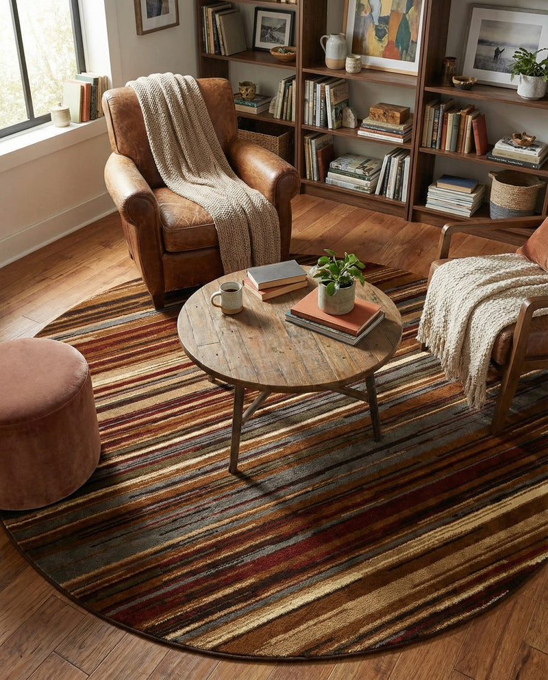 Bistro Lounge Collection Area Rug -  Americano Round Beige  lifestyle 47
