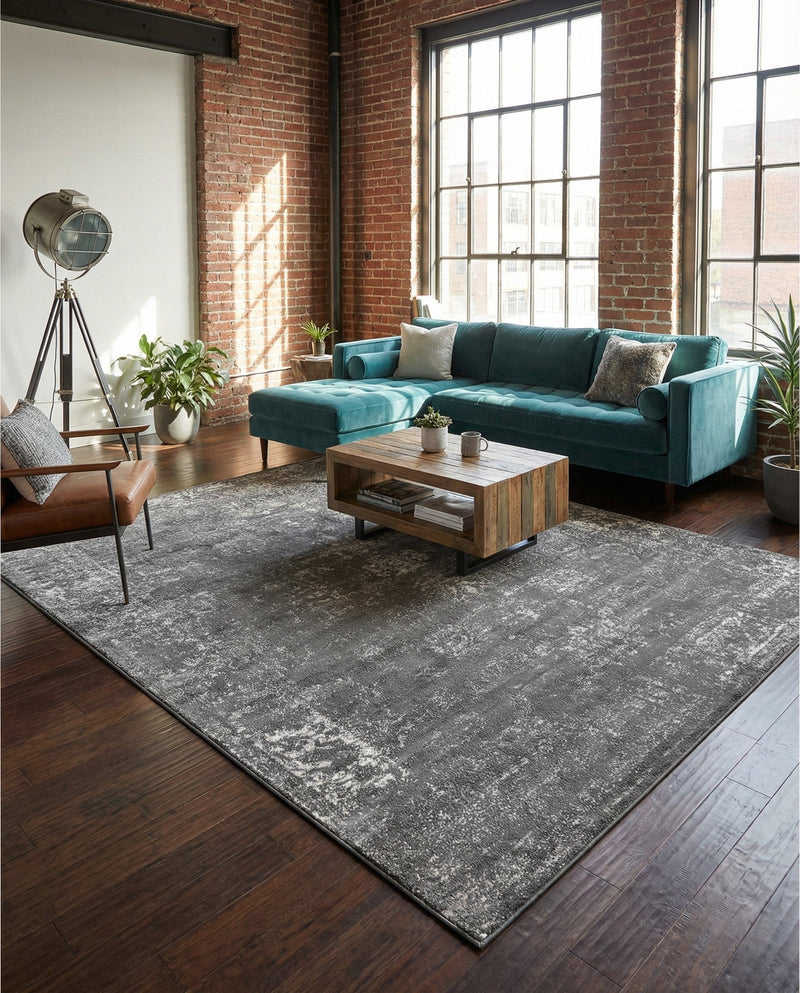 Riviera Elegance Collection Area Rug - Antibes (Dark Gray) Rectangle Dark Gray  lifestyle 8