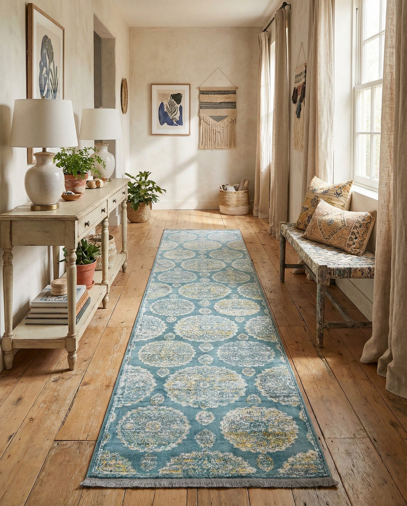 Arcadia Rugs Collection Area Rug -  Atlantis (Gray and Blue) Runner Gray and Blue  lifestyle 33