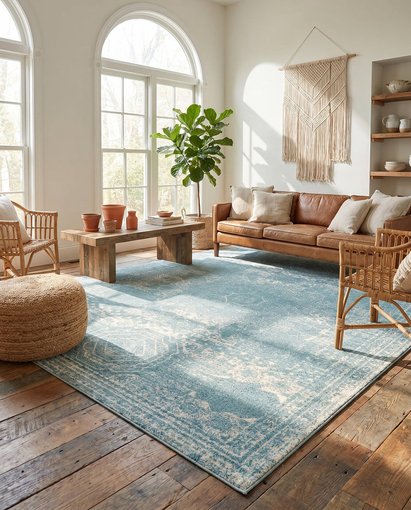 Dover Terrace Collection Area Rug -  Lagoon (Aqua) Rectangle Aqua  lifestyle 4