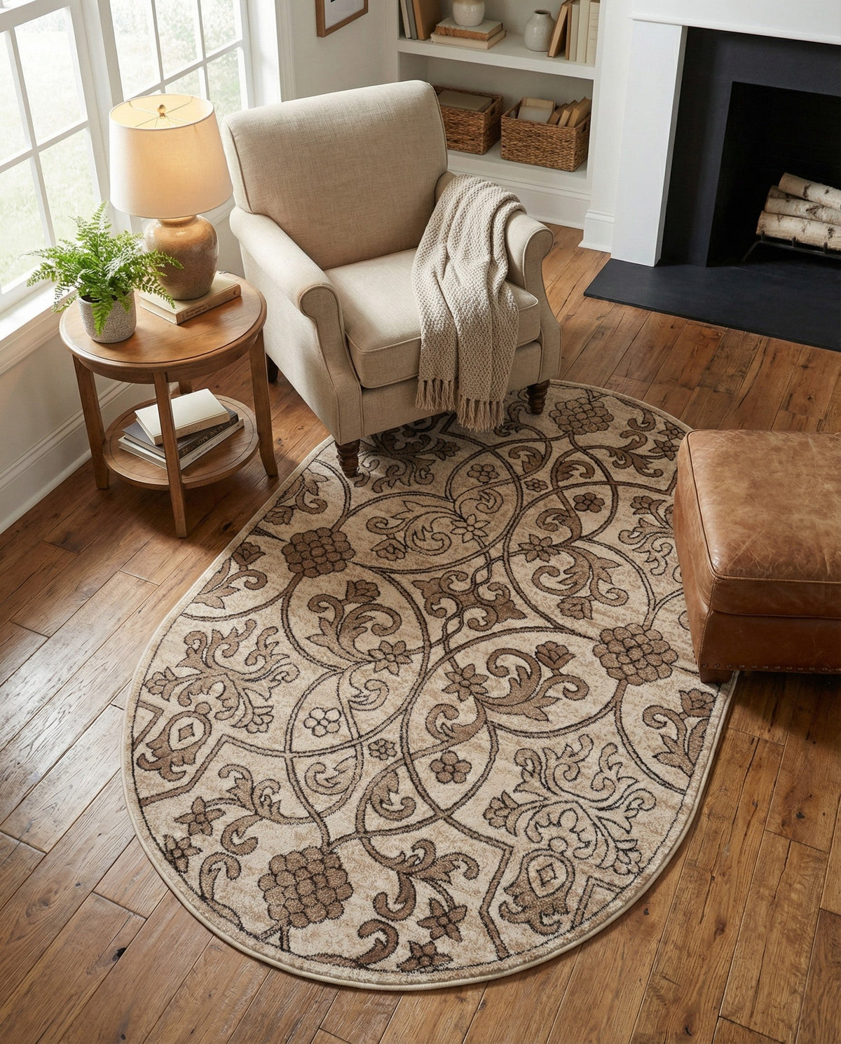 Andes Summit Collection Area Rug -  Merida Oval Dark Beige  lifestyle 88