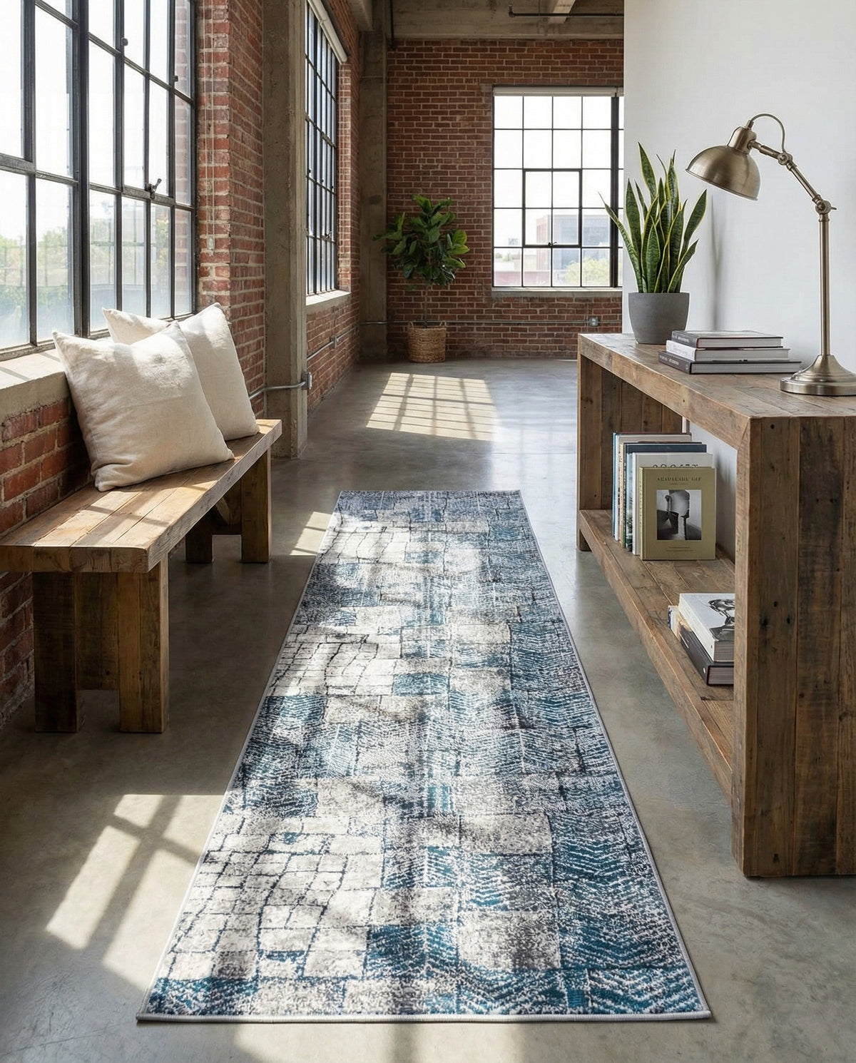 Seville Elegance Collection Area Rug - Cordoba Runner Gray Blue  lifestyle 72