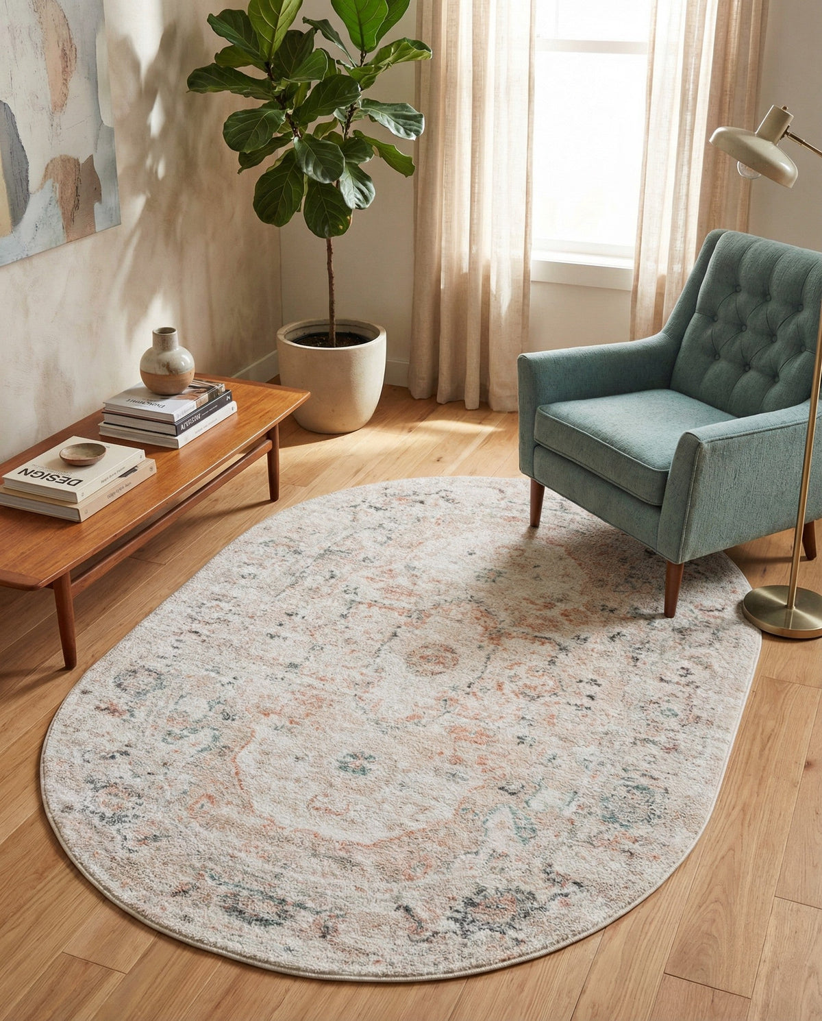 Parisian Elegance Collection Area Rug - Versailles (Ivory) Oval Ivory  lifestyle 109