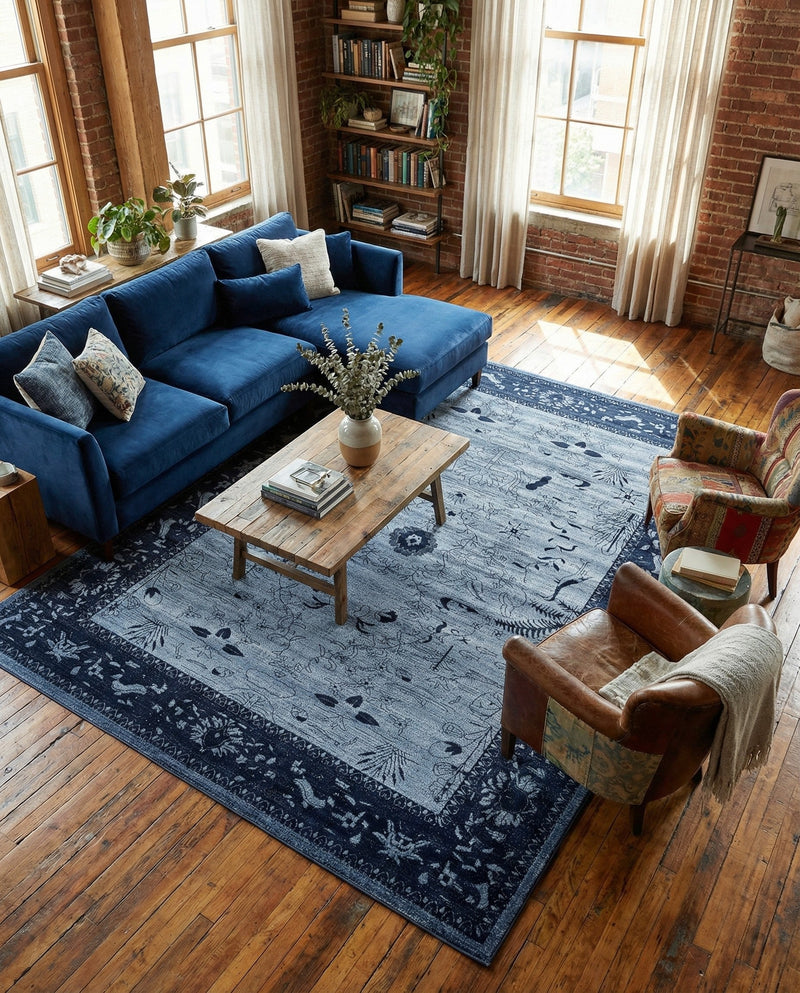 Horizon Collection Area Rug -  Apex (Blue) Rectangle Blue  lifestyle 17