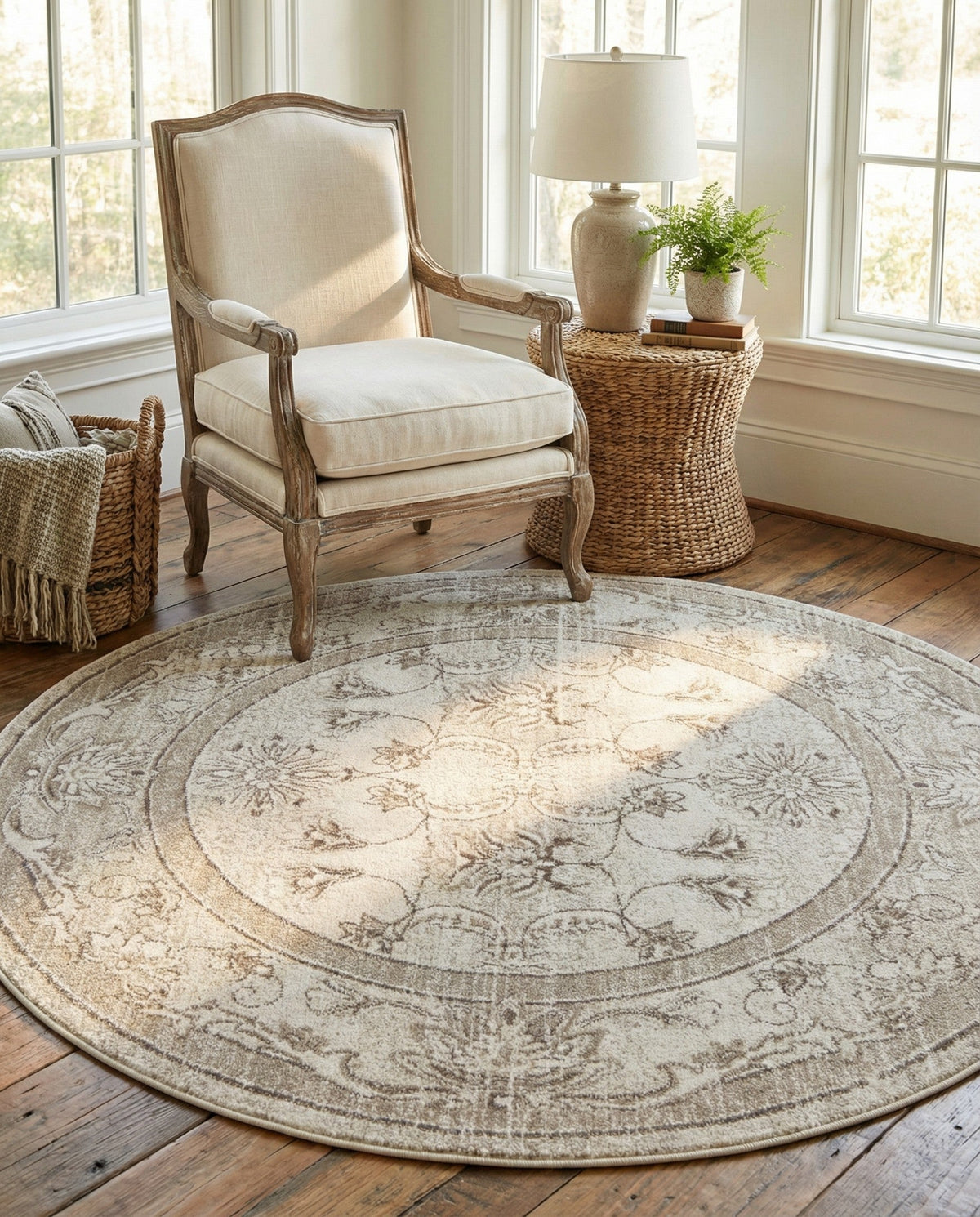 Horizon Collection Area Rug -  Meridian Round Ivory  lifestyle 84