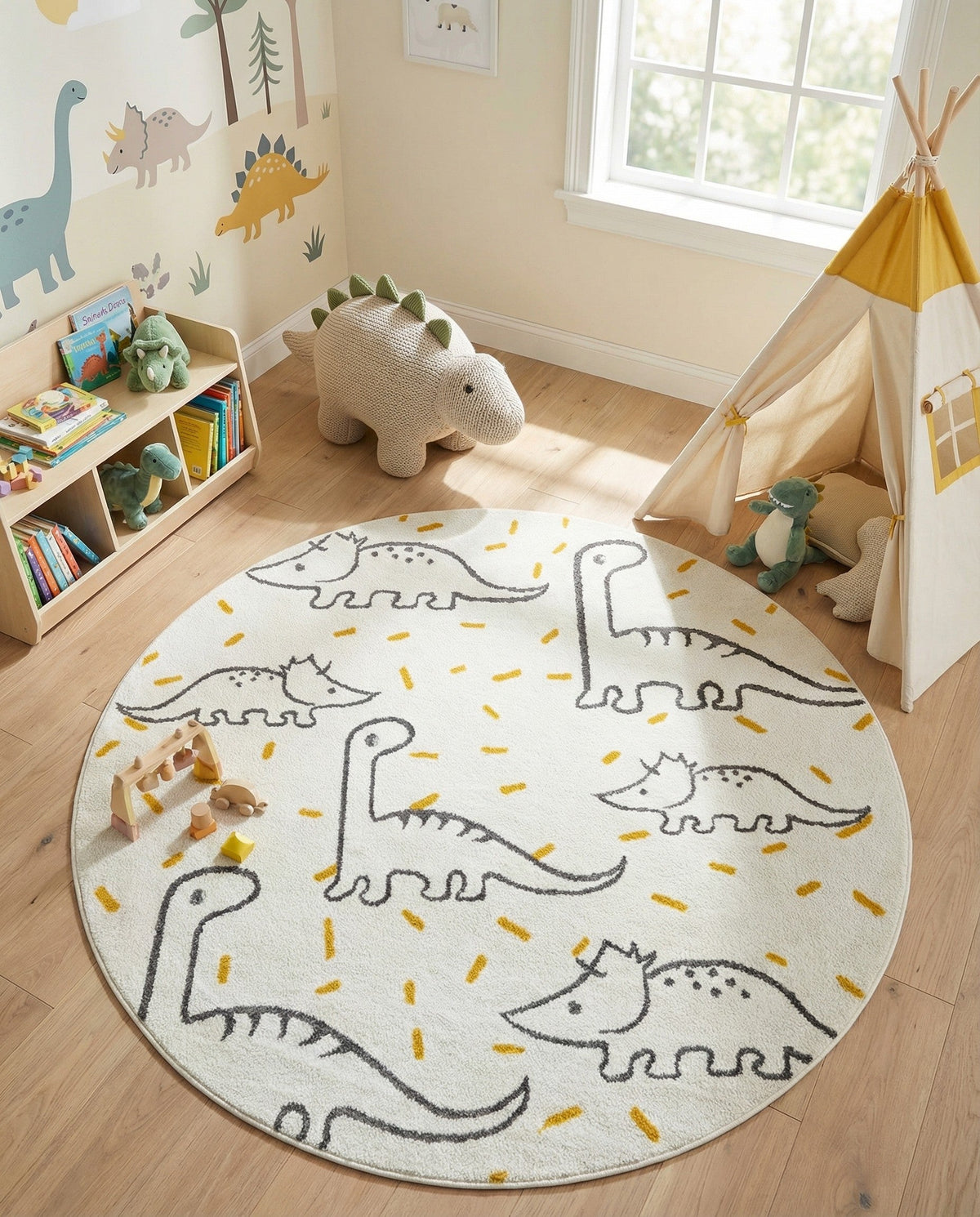 Wonder Tykes Collection Area Rug -  Jamboree Round Ivory  lifestyle 44