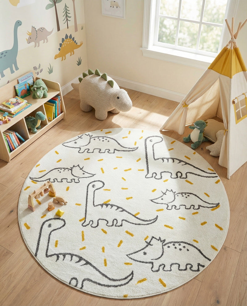 Wonder Tykes Collection Area Rug -  Jamboree Round Ivory  lifestyle 44