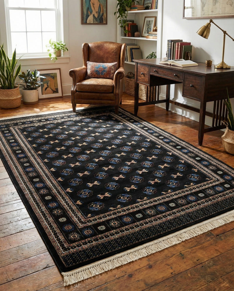 Samarkand Elegance Collection Area Rug -  Margilan (Dark Green) Rectangle Dark Green  lifestyle 20
