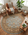 Jaipur Elegance Collection Area Rug -  Nahargarh (Light Blue) Round Light Blue  lifestyle 68