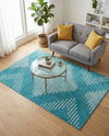 Seychelles Stripes Collection Area Rug - Mahe (Turquoise) Rectangle Turquoise  lifestyle 13