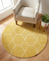 Trellis Mosaic Collection Area Rug - Arborville (Yellow) Round Yellow  lifestyle 87