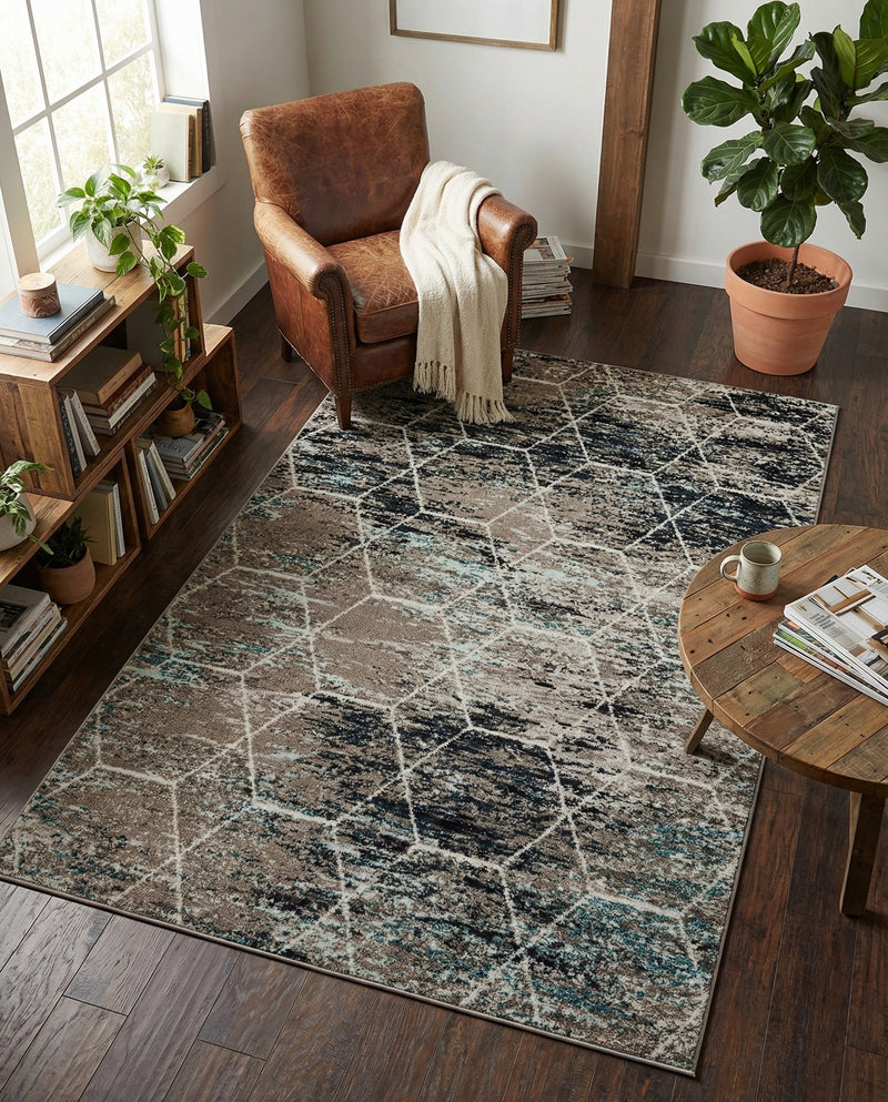 Trellis Mosaic Collection Area Rug - Arborville (Blue Multi) Rectangle Blue Multi  lifestyle 11