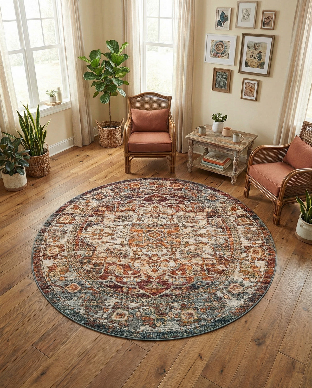 Savannah Soiree Collection Area Rug -  Everglade (Multi) Round Multi  lifestyle 107