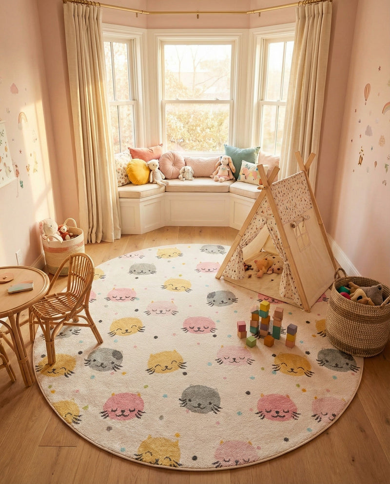 Wonder Tykes Collection Area Rug -  Dazzle Round Ivory  lifestyle 40