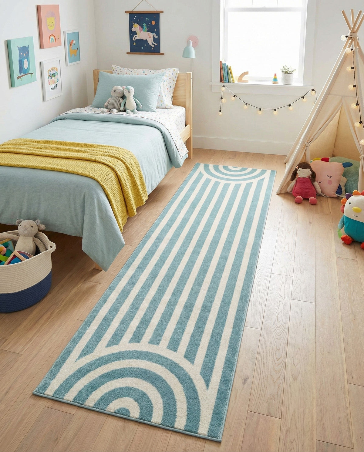 Wonder Tykes Collection Area Rug -  Joydale Runner Sky blue  lifestyle 201