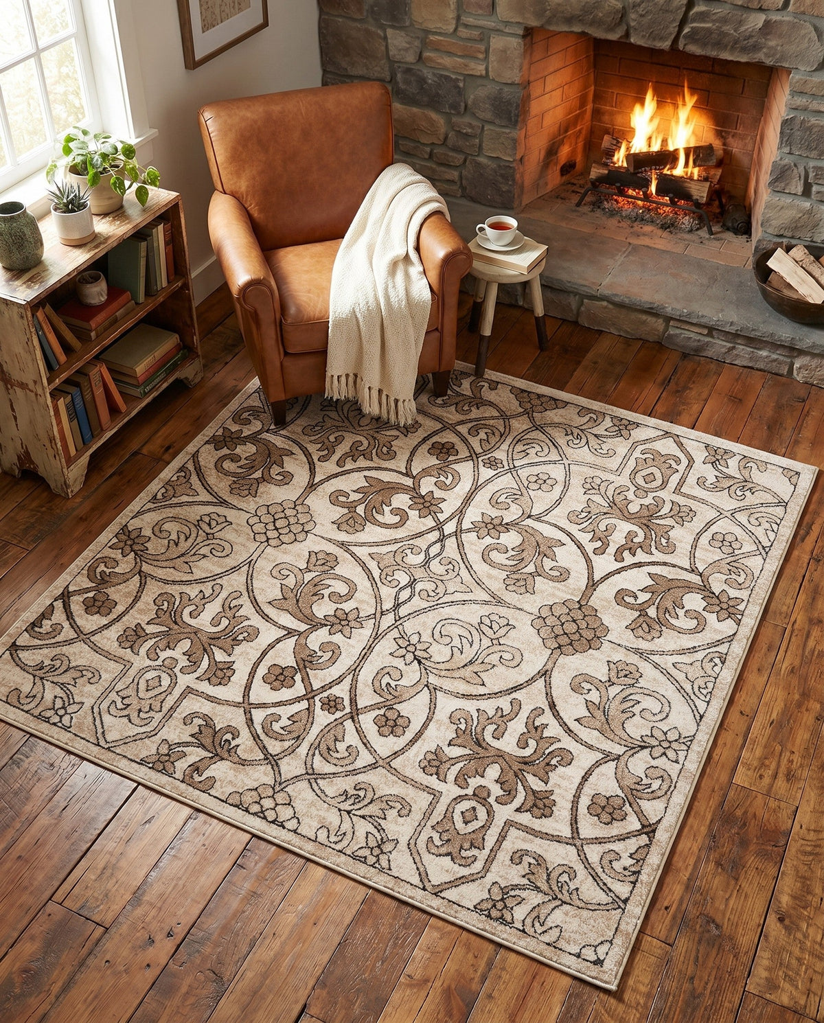 Andes Summit Collection Area Rug -  Merida Square Dark Beige  lifestyle 91