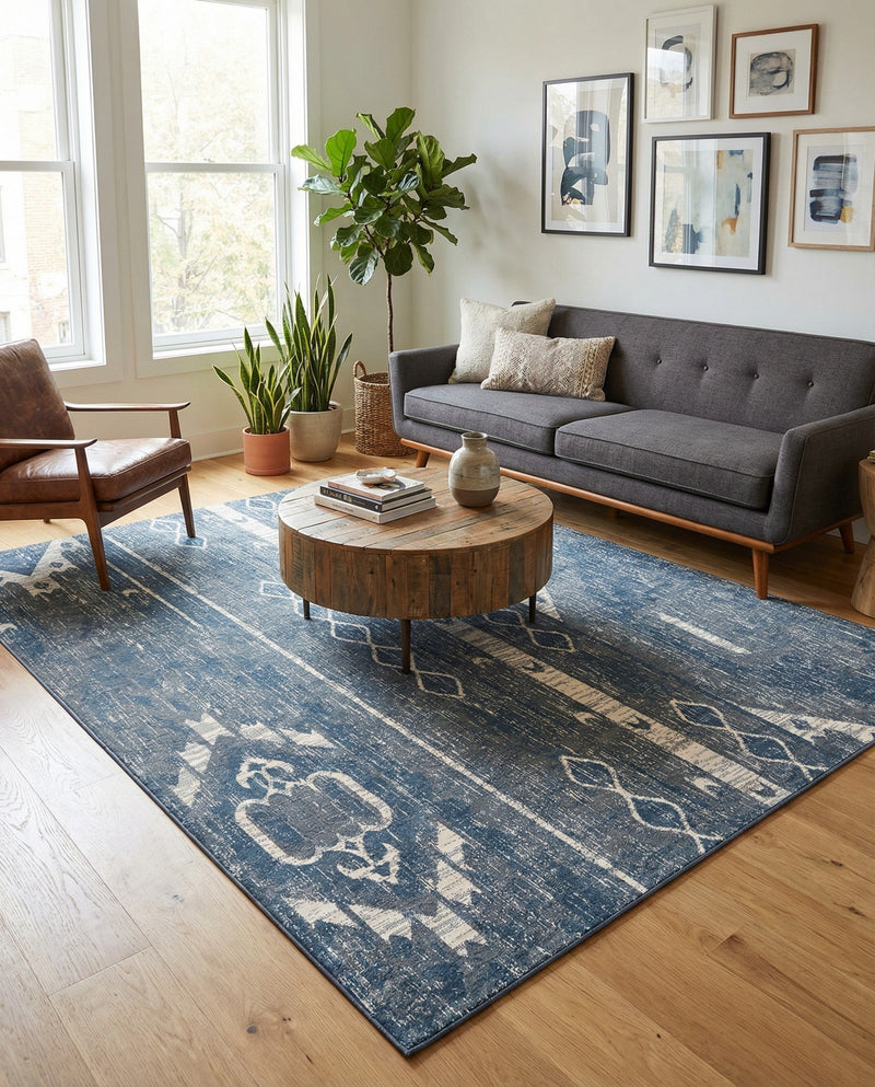 Cascade Range Collection Area Rug - Hood (Blue Gray) Rectangle Blue Gray  lifestyle 15
