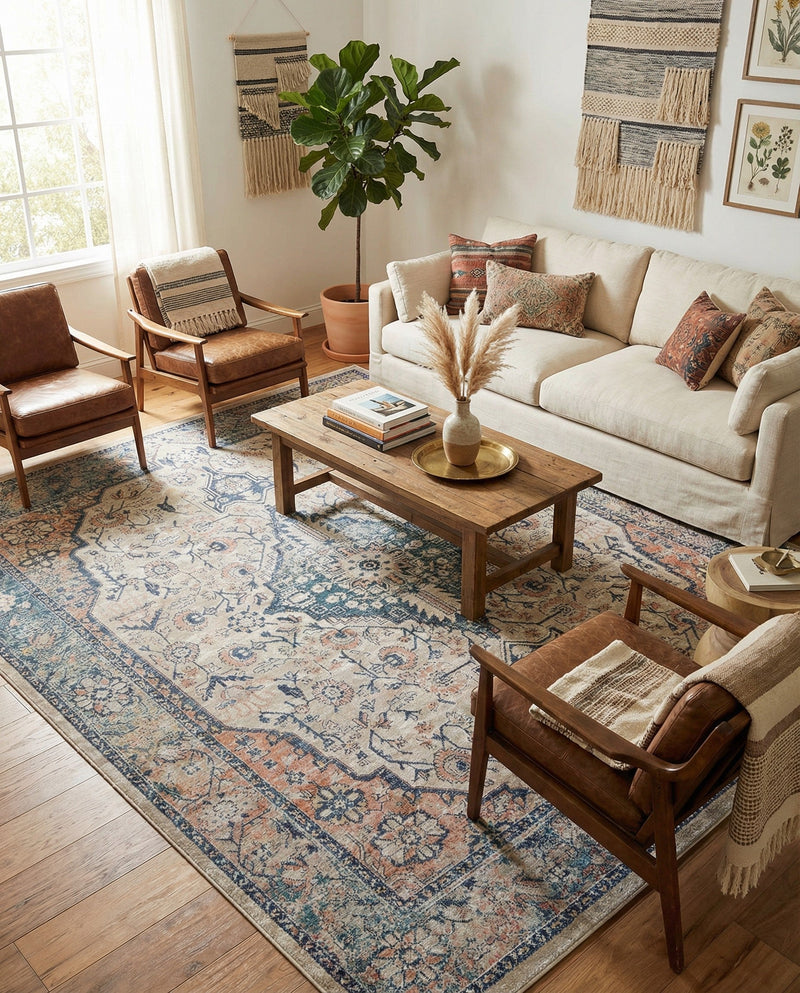 Seville Stripes Collection Area Rug - Cadiz (Blue) Rectangle Blue  lifestyle 20