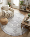 Heritage Elegance Collection Area Rug -  Winterthur (white Gray) Round white Gray  lifestyle 71